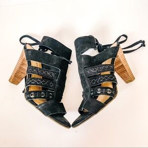 Lucky Brand Block Tie Back heels SZ 7.5